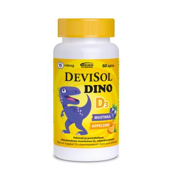 DEVISOL DINO MUSTIKKA APPELSIINI 15 MIKROG 60 KPL
