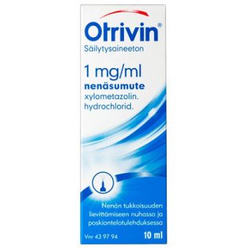 OTRIVIN SÄILYTYSAINEETON 1 mg/ml nenäsumute, liuos (Freepod-pumppu)10 ml